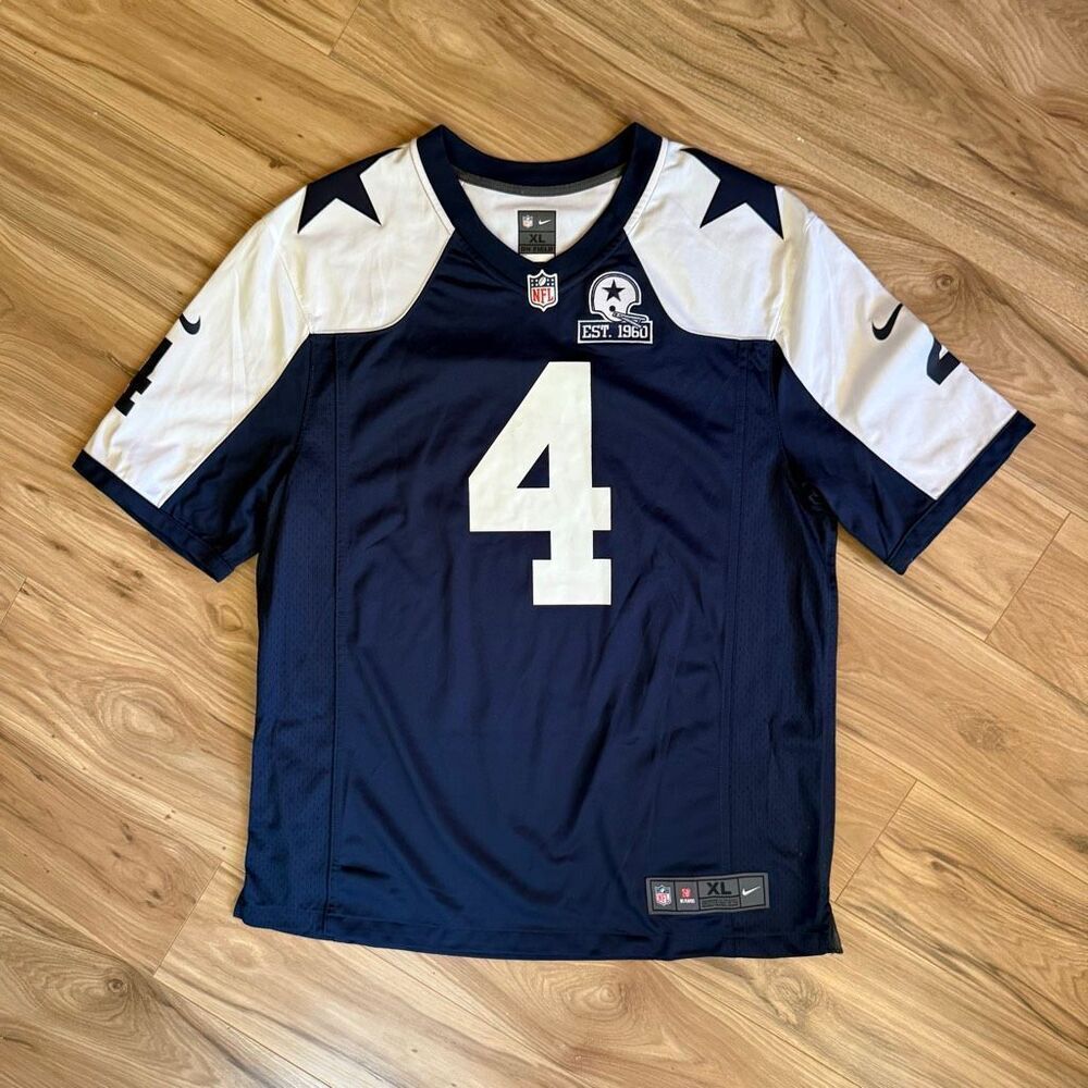 Nike Mens Dallas Cowboys Prescott Football Alternate Game Jersey Size XL